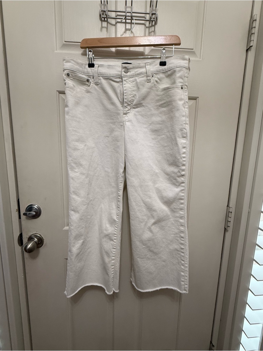 J. Crew White Cropped Wide-Leg Jeans